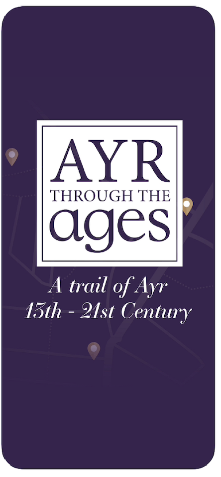 Ayr Through The Ages logo text on purple background